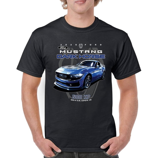 Camiseta para hombre Ford Mustang Dark Horse 25 para hombre, rendimiento moderno de 500 HP American Muscle Car V8 Sports Power Racing