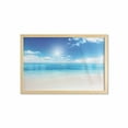 thumbnail image 1 of Ocean Wall Art with Frame, Beach View from Caribbean Sea in a Sunny Day Exotic Summer Season Print, Printed Fabric Poster for Bathroom Living Room, 35" x 23", Cream Turquoise White, by Ambesonne, 1 of 2