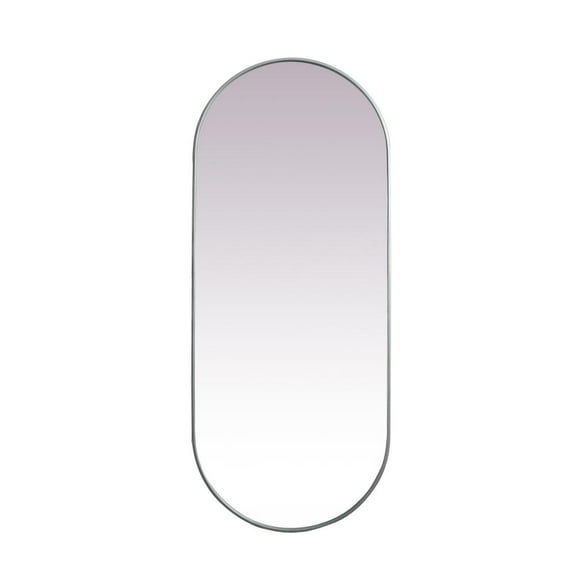 Elegant Decor Metal Frame Oval Mirror 30x72 Inch in Silver