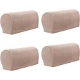 thumbnail image 1 of Namzi 4 fundas elásticas a cuadros para reposabrazos, color liso, antideslizantes, para sillas, sofás, sillones y sillones reclinables, con pasadores giratorios, color camel., 1 of 5
