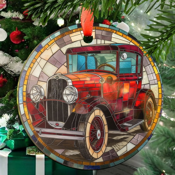Model T: Ornament Style Wall or Window Hanging Made With Real Glass, 2025, Holiday Decoration, Seasonal Keepsake Gift, Unique Collectible, Window 2025, Holiday Decoration,