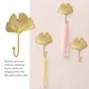 thumbnail image 4 of Ganchos de hierro con hojas decorativas, 4 Uds. Ganchos montados en la pared con forma de hoja de Ginkgo, soporte para llaves moderno, sombrero de una sola punta dorado montado en la pared, 4 of 5