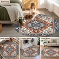 thumbnail image 5 of Vintage Floral 5FT Round Area Rugs for Living Room Retro Navy Classical Bohemian Farmhouse Ultra-Thin Non-Slip Round Rugs Machine Washable Low Pile Circle Carpet for Bedroom Kitchen Nursery, 5 of 9