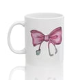 thumbnail image 2 of Cute Coquette Bow Stethoscope Mug, Aesthetic Pink Ribbon Medical Design, Trendy Gift for Nursing Student, Future Nurse, RN, 2 of 9