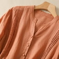thumbnail image 4 of Ecqkame Summer Dresses for Women 2024 Cotton Linen Loose Casual Solid Color Short Sleeve Vacation Flowy Dresses for Women Orange L on Clearance, 4 of 5