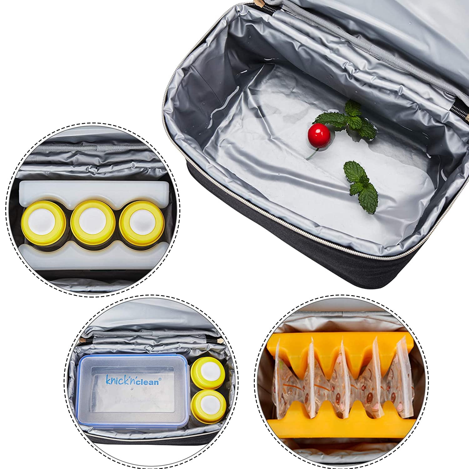Breast Pump Bag Backpack - Cooler Lunch Bag Double Layer for Mother Large Size Black1