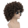 thumbnail image 3 of Peluca Karlery Afro de los años 70 y 80, corta, rizada, marrón oscuro, para hombre y mujer, 3 of 4