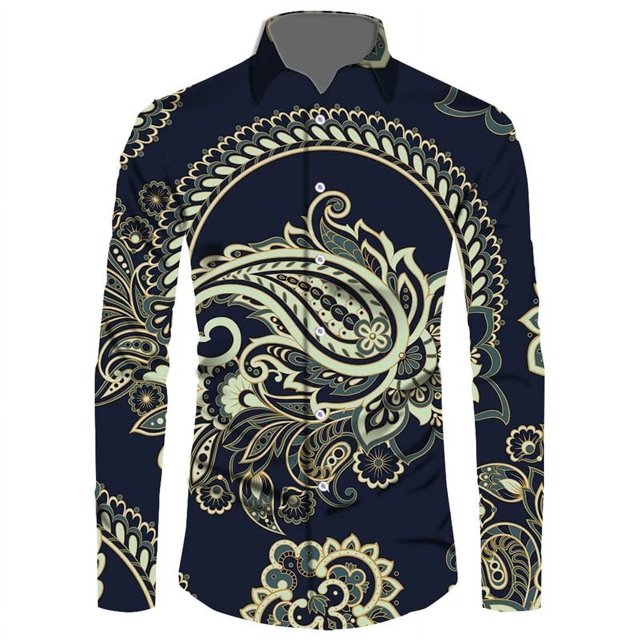 Camisas de manga larga con estampado 3D de cachemira de la antigua Babilonia para hombre, camisetas con gráfico de tótem espiritual hindú vintage para hombre