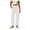 White, variant on Women's Wide Leg Ankle Pants Drawstring High Waist Side Pocket Split Hem Relaxed Fit Casual Daily Loungewear Trousers