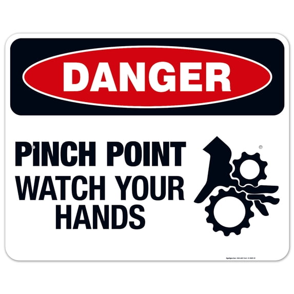 Pinch Point Watch Your Hands Sign, OSHA Danger Sign, 24x30 Aluminum