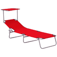 thumbnail image 1 of Outsunny Chaise Longue d'Extérieur, Chaise Longue Pliante Réglable, Rouge, 1 of 10