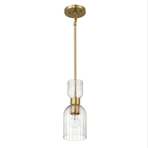 Robert Stevenson Lighting Josephine - Mid-Century Modern Metal and Clear Ribbed Glass Ceiling Light, Brushed Gold