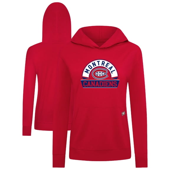 Women's Levelwear Red Montreal Canadiens Relay Banner Arch Pullover Hoodie