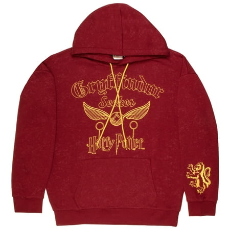Harry Potter Gryffindor Quidditch Team Seeker Women's Hoodie - Pullover Hooded Sweatshirt for Women and Juniors (Size XXS-XXL)