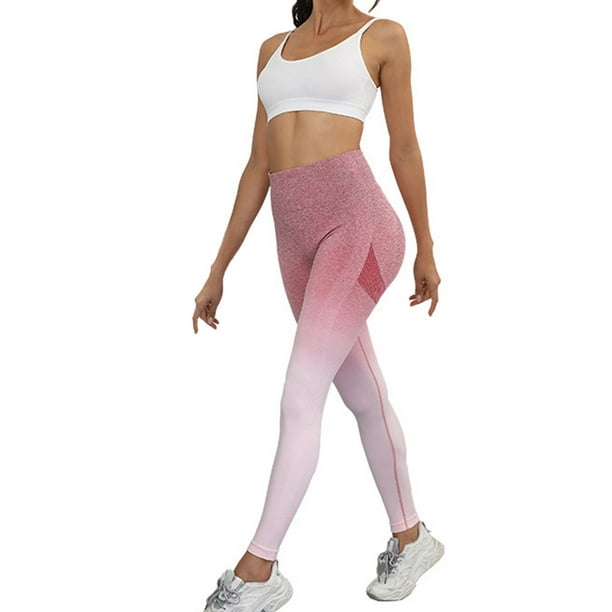 Fvwitlyh Yoga Pants Women Women'S Yoga Pants High Waist Lifting Seamless  Gradient Yoga Leggings Elastic Sports Running Fitness Pants Pink,L