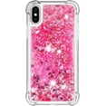 thumbnail image 2 of Compatible with iPhone X Case, iPhone Xs Case Glitter Luxury Cute Love Liquid Quicksand Clear Soft TPU Girls Women Stylish Bumper Shockproof Protective Case for iPhone X/Xs Rose YB, 2 of 12