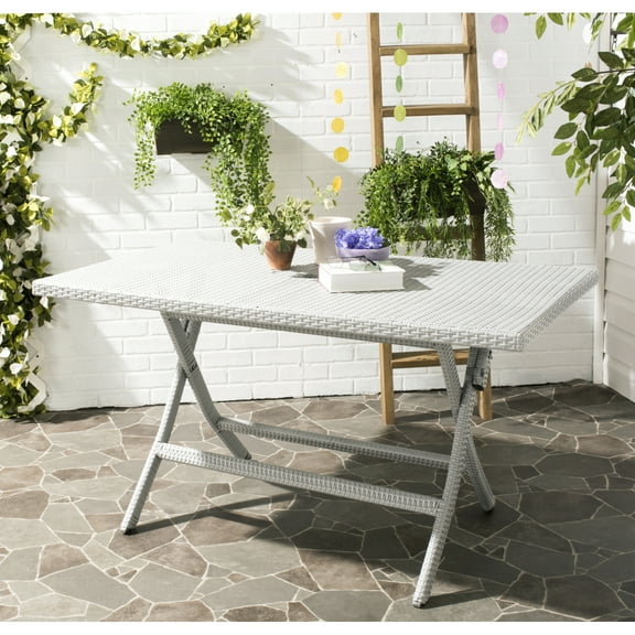 SAFAVIEH Dilettie Outdoor Patio Rectangular Folding Table, Grey