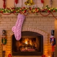 thumbnail image 5 of 18 Inches Personalized Christmas Stockings,Knit Christmas Stockings Set,Christmas Decor Neutral Xmas Decorations Holiday Farmhouse Indoor Home Decor(Pink), 5 of 8