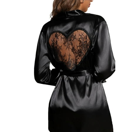 

Elegant V neck Long Sleeve Black Womens Robes (Women s)