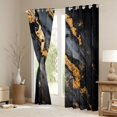 thumbnail image 3 of Manfei Aesthetic Marble Kitchen Curtains, Foil Black Out Curtains Pack of 2 (42x63 Each), Black and Gold, 3 of 6
