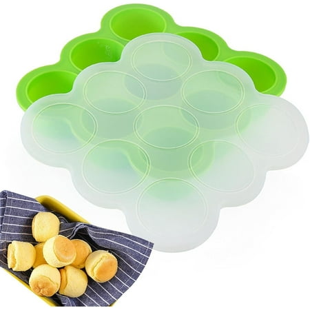 JIAYUE Baby Food Freezer Tray with on Lid, 9Portions x 2.5oz - BPA Free Silicone Freezer Tray with On Lid for Milk Storage,Homemade Baby Food,Vegetable & Fruit Purees - Green(For 6Months+)