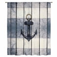 thumbnail image 2 of Navy Blue Nautical Sheer Curtains 54 Inches Long, Coastal Blue Striped Vintage Light Filering Curtains, Breathable Simi Curtain Privacy Drapes for Kitchen Bathroom Nursery Small Window Treatment, 2 of 9