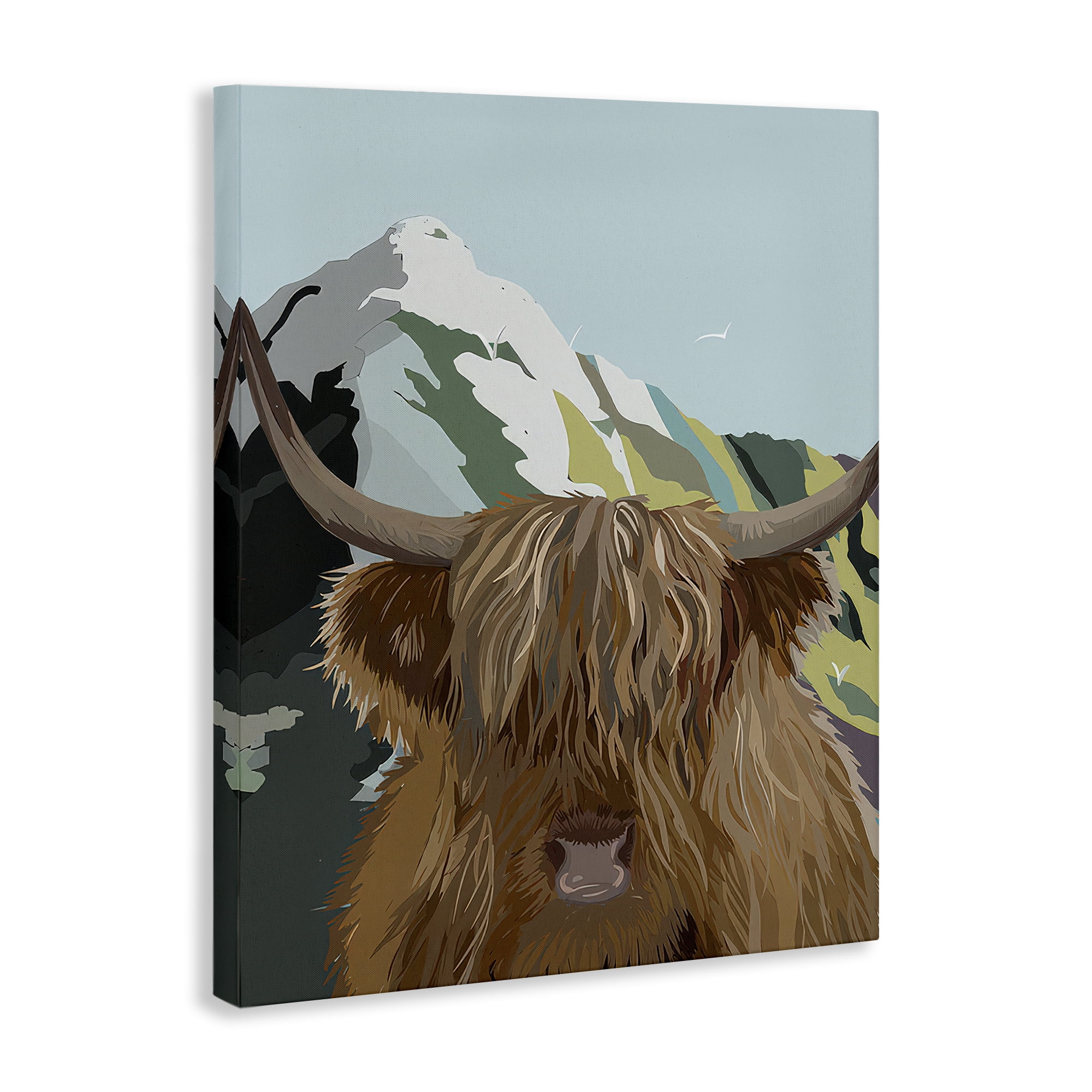 Stupell Industries Mountain Cattle Scene Animals Painting Wrapped Canvas Art Print Wall Art, 36 x 48
