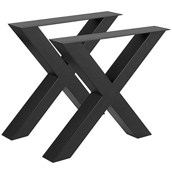 Set of 2 AnthroDesk Carbon Steel Metal Table Legs. for Dining Room, Patio, Coffee Table, Office, Home Office with Matte Black Powder Coating (XSHAPE-15x28)