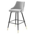 thumbnail image 3 of Bar Stool Chair Barstool, Set of 2, Velvet, Light Grey Gray, Modern Contemporary Urban Design, Bar Pub Cafe Bistro Hotel Restaurant Hospitality, 3 of 9