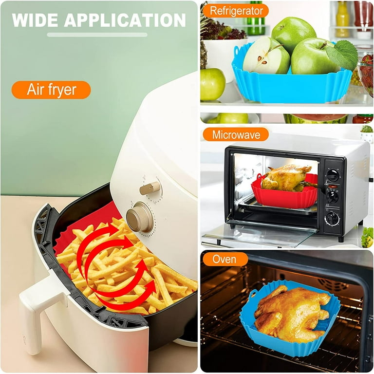Square Silicone Air Fryer Liners For 4-7qt, Silicone Air Fryer