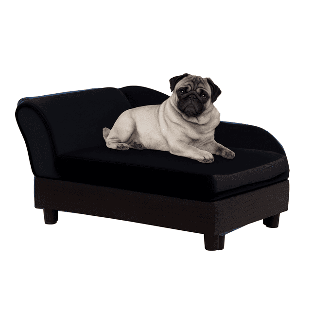 PawHut Canapé pour Animaux avec Fonction de Rangement, Lit Rembourré en Mousse, Noir