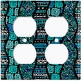 thumbnail image 3 of Metal Light Switch Plate Cover Safari African Tribal Art Pattern Teal SFR002, 3 of 13