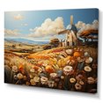 thumbnail image 2 of Designart "Harvest in Holland Orange Blue Mills I" Mills Wall Art Living Room, 2 of 5