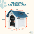 thumbnail image 2 of Casa para Perros Medianos, Chicos y Pequeños Plástico Resistente para Exterior e Interior, Diseño Térmico con Ventilación, Puerta Metálica Segura, Plegable y Compacta, 75x53x66 cm, Color Azul, 2 of 7