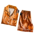 thumbnail image 6 of YDFCWXW Women's Two Piece Pajama Set Halloween Print Short Sleeve Button Down Top and Shorts Set Orange, XXL, 6 of 7