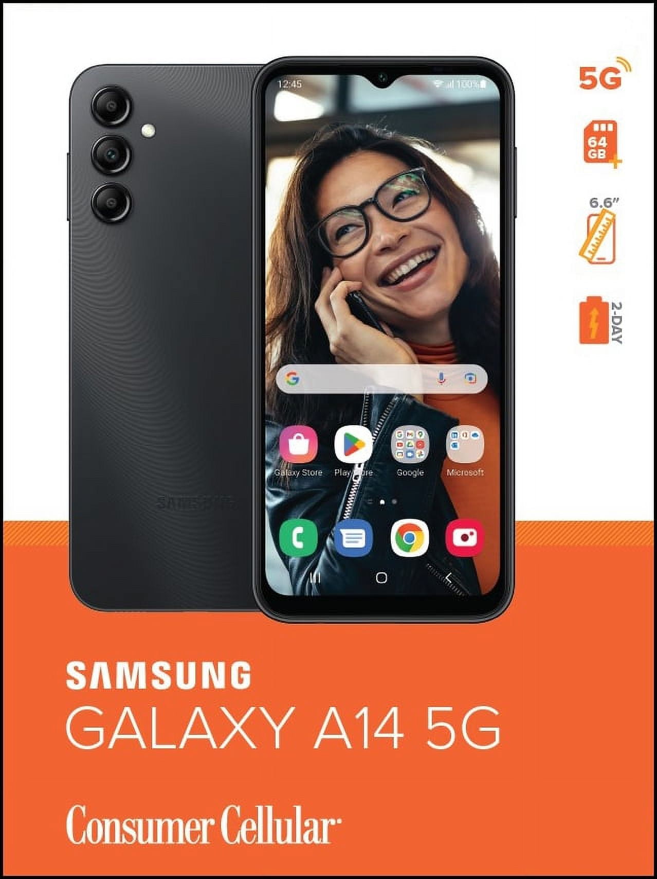 Consumer Cellular Samsung Galaxy A14 5G (64GB) - Black