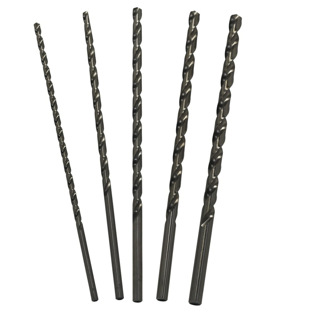 1/4" 1/2" X 18" Long 5 Piece HSS Extra Long Drill Bit Set, Plastic