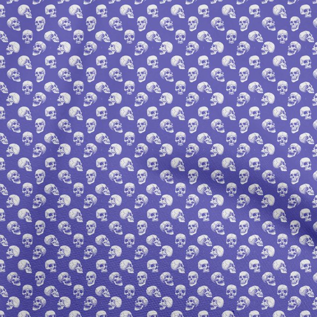 oneOone Polyester Spandex Violet Fabric Skull Craft Projects Decor Fabric Printed By The Yard 56 Inch Wide