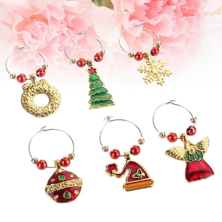 FRCOLOR 6Pcs Wine Glass Marker Set Assorted Color Drink Markers Fun and Elegant Identifiers for Parties