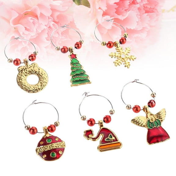 FRCOLOR 6Pcs Wine Glass Marker Set Assorted Color Drink Markers Fun and Elegant Identifiers for Parties