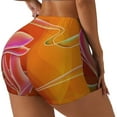 thumbnail image 2 of Fotbe Orange Flower Psychedelic Seamless Shorts, Womens Workout Shorts High Waist Stretch Booty Short for Gym/Yoga/Running/Biking-X-Large, 2 of 9