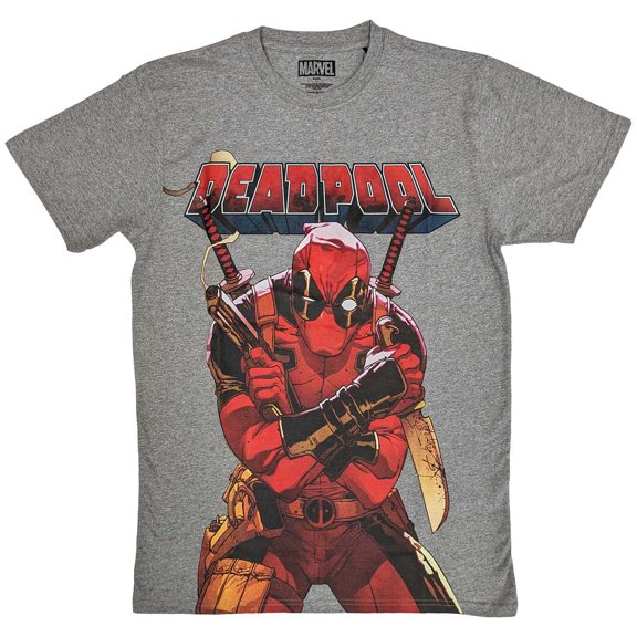 Men's Deadpool Big Print T-shirt Small Grey
