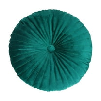 BinKFF Cute Faux Velvet Round Throw Pillow Decorative Round Pleated Throw Pillows Pumpkin Throw Pillows with Center Button Velvet Floor Pillows for Sofa Couch Vanity Chair Bed