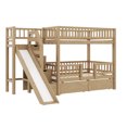 thumbnail image 5 of Harper & Bright Designs Twin Over Twin Bunk Bed with Slide and Storage Staircase, Twin Size Solid Pine Wood Bunk Bed Frame with Drawers and Guardrail, Walnut, 5 of 10