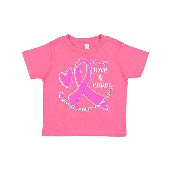 Inktastic Love, Care, Cure Breast Cancer Awareness Pink Ribbon Boys or Girls Toddler T-Shirt