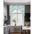 thumbnail image 3 of Teal Red Coastal Swag Valances for Windows, Small Curtains Drapes, Nautical Seahorse Beach Coral Starfish Kitchen Window Curtains Over Sink Window Treatment Valance for Bedroom/Bathroom 56"x36", 3 of 5