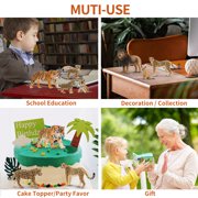Toymany 8PCS 2-5 Plastic Jungle Animals Figure Playset Includes Baby Animals, Realistic Lion, Tiger, Cheetah, Leopard Figurines with Cub, Cake Toppers Christmas Birthday Toy Gift for Kids Toddlers
