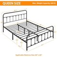 thumbnail image 2 of Classic Metal Platform Bed Frame Mattress Foundation with Victorian Style Iron-Art Headboard/Footboard/Under Bed Storage/No Box Spring Needed/Queen Size (Black), 2 of 9