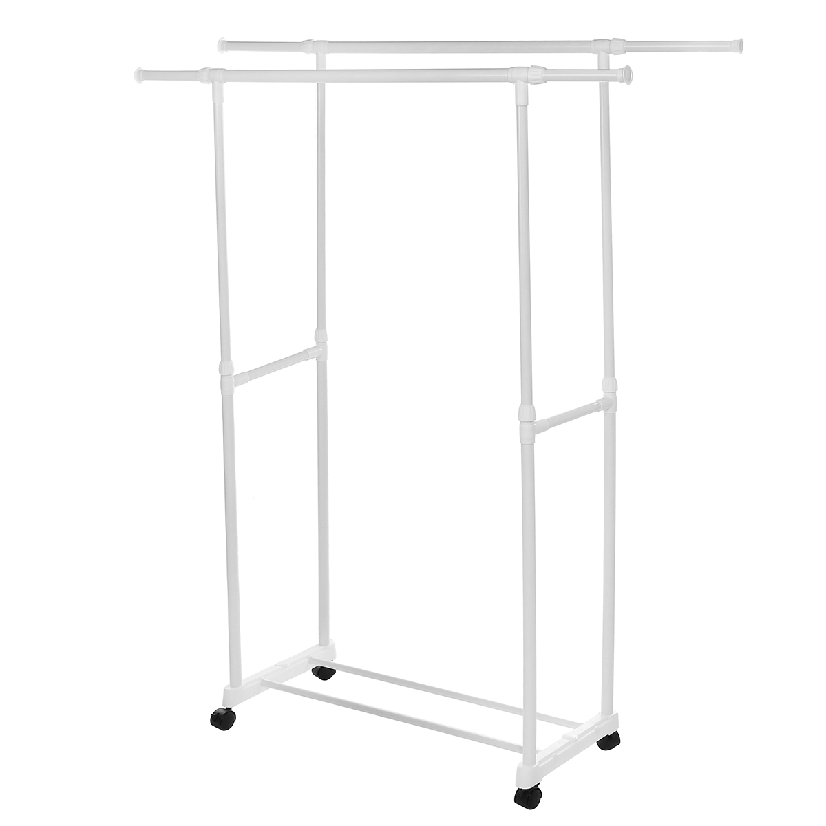 Simple Trending Double Rod Clothing Garment Rack Rolling Clothes Organizer on Wheels for Hanging Clothes Bronze