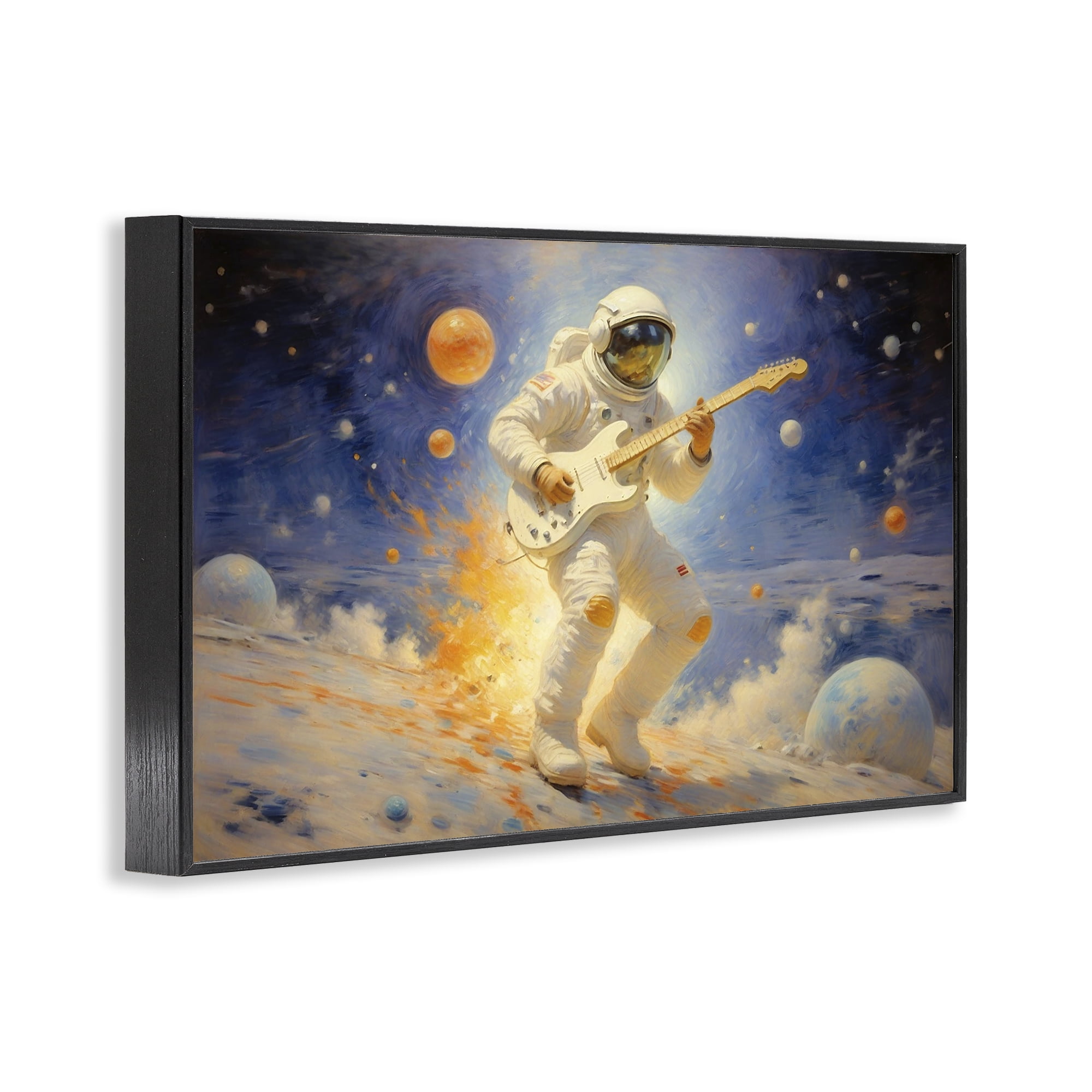 Space Astronaut Musician Black Framed Giclee Art, design by Angie Hawke